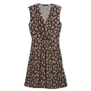 Banana Republic Women's Charcoal Gray/Yellow/Red Floral Poly/Spandex Knit Faux W